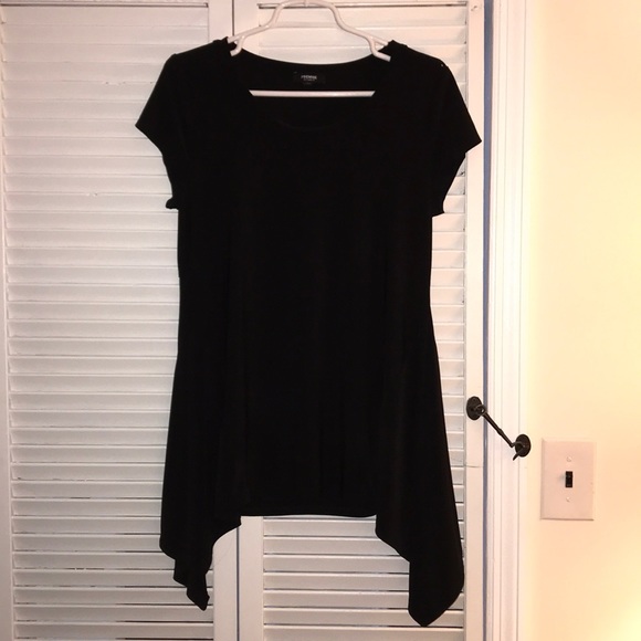Black asymmetrical hem stretchy top size M - Picture 1 of 2